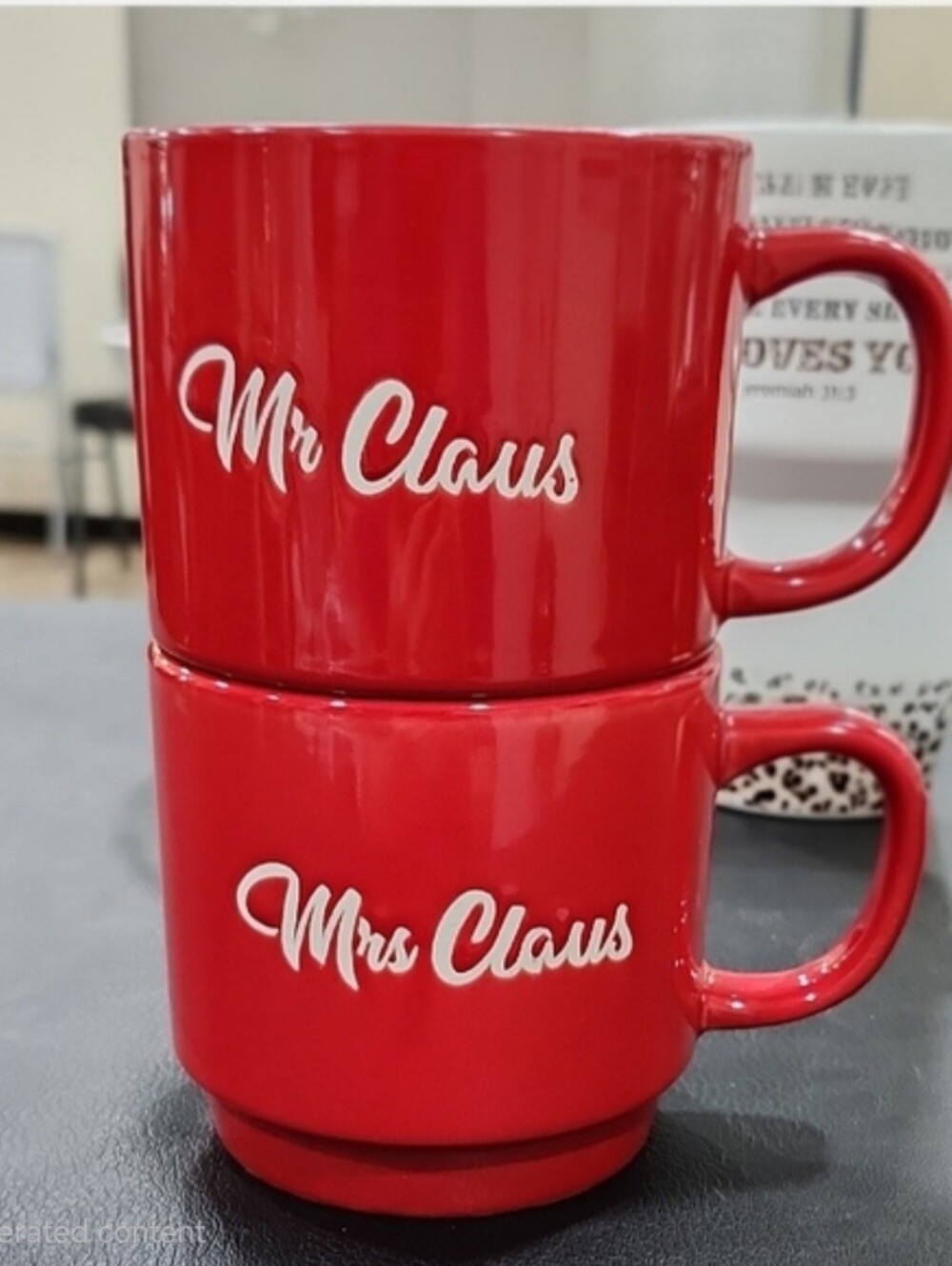 Slant Collections Stackable Ceramic Christmas "Mr. & Mrs. Claus" Mugs